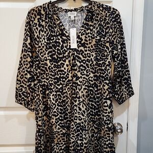 Leopard Print V-Neck Dress